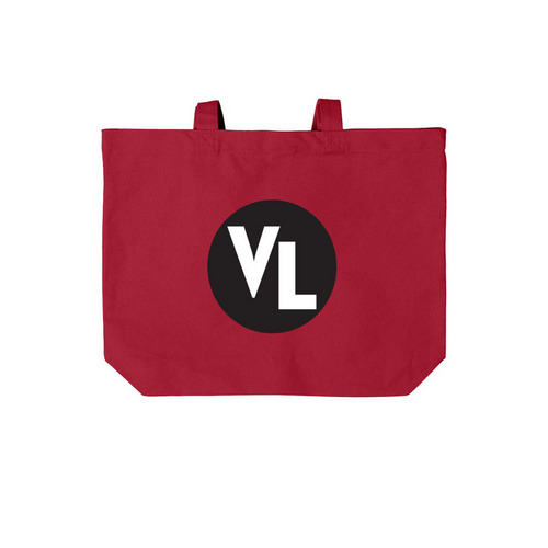 Red VL Tote Bag, a Deep Red Cotton Canvas Tote Bag