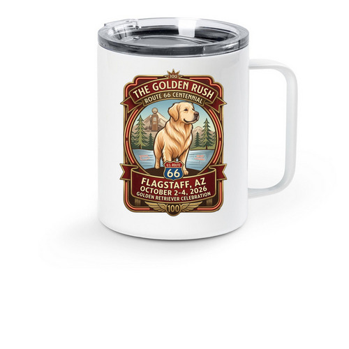 Golden Rush Travel Mug, a White Stainless Steel Travel Mug
