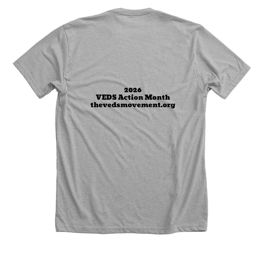 The V Matters 2026 Community-Designed Tee, a Athletic Heather Premium Unisex Tee (back-view)