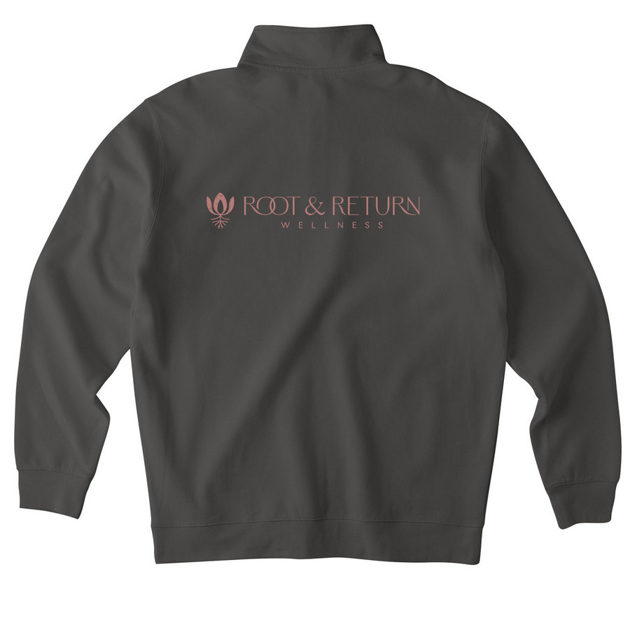 Fall Rose Root & Return Launch Apparel, a Asphalt Midweight Quarter Zip Pullover (back-view)