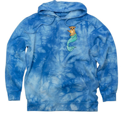 Ariel: Our Forever Mermaid, a Aqua Blue Tie Dye Pullover Hoodie