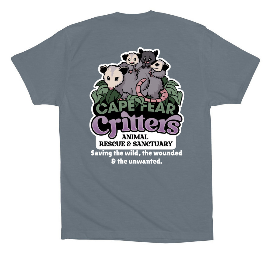 Cape Fear Critters Animal Rescue&nbsp;, a Steel Blue Premium Cotton Tee (back-view)