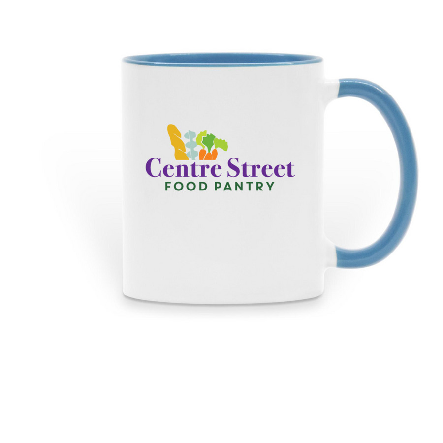 Centre Street Mugs, a Light Blue Two-Tone Ceramic Mug