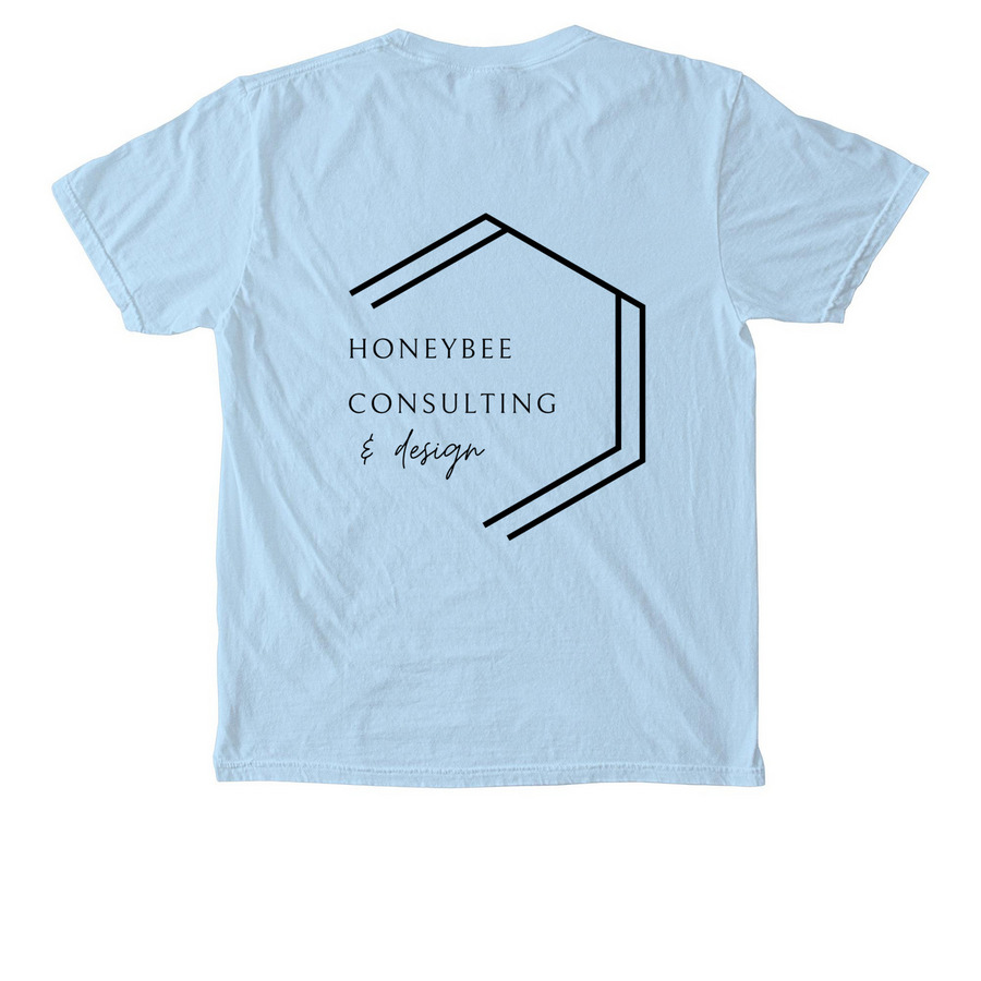 Black Logo Pocket Tee, a Chambray Comfort Colors Pocket Tee (back-view)