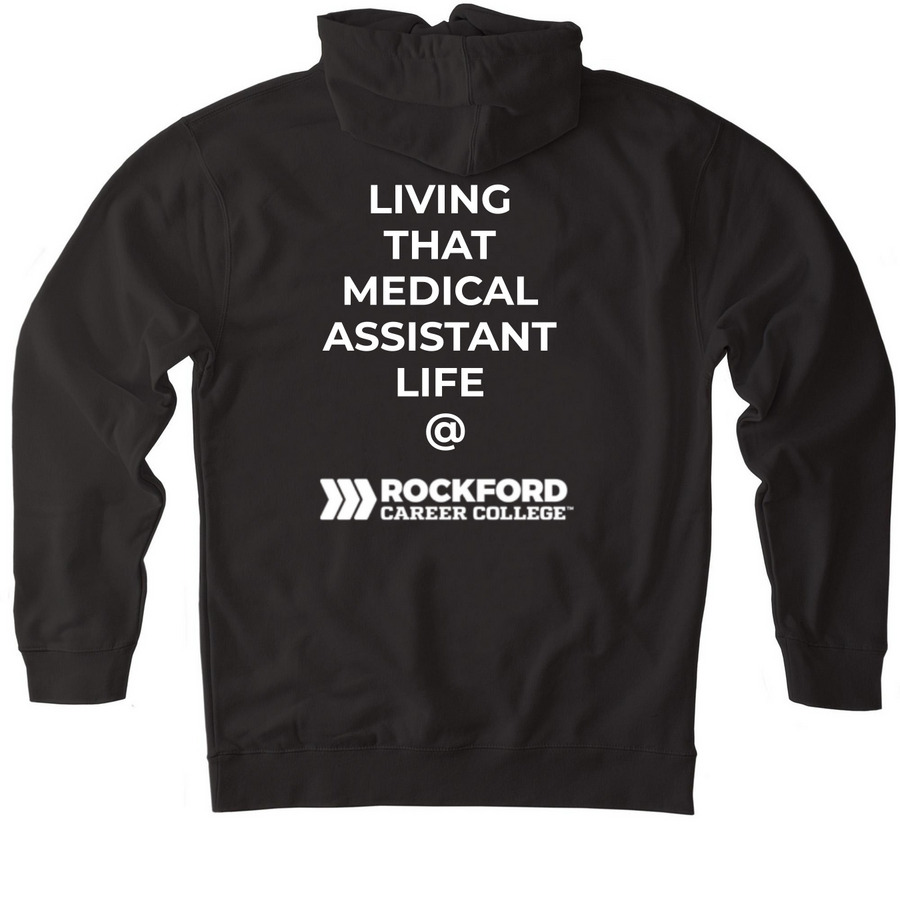 Medical Assistant, a Black Heavyweight Pullover Hoodie (back-view)