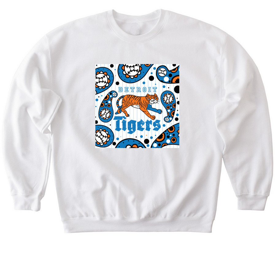 Chainmail Mascots - Detroit Tigers, a White Softstyle Crewneck Sweatshirt