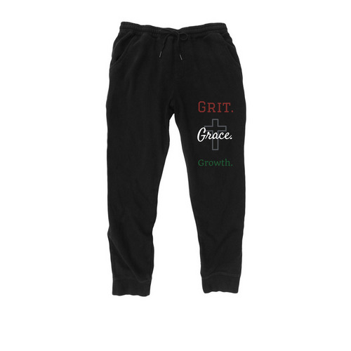 Rebirth678: Grit. Grace. Growth. Pants, a Black Midweight Fleece Joggers