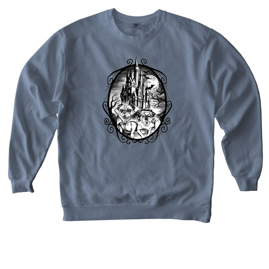 Pug-O-Ween 2026, a Blue Jean Comfort Colors Crewneck Sweatshirt