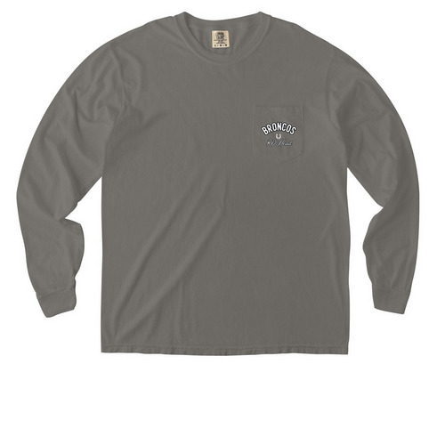 Broncos Pocket Tee, a Grey Comfort Colors Long Sleeve Pocket Tee