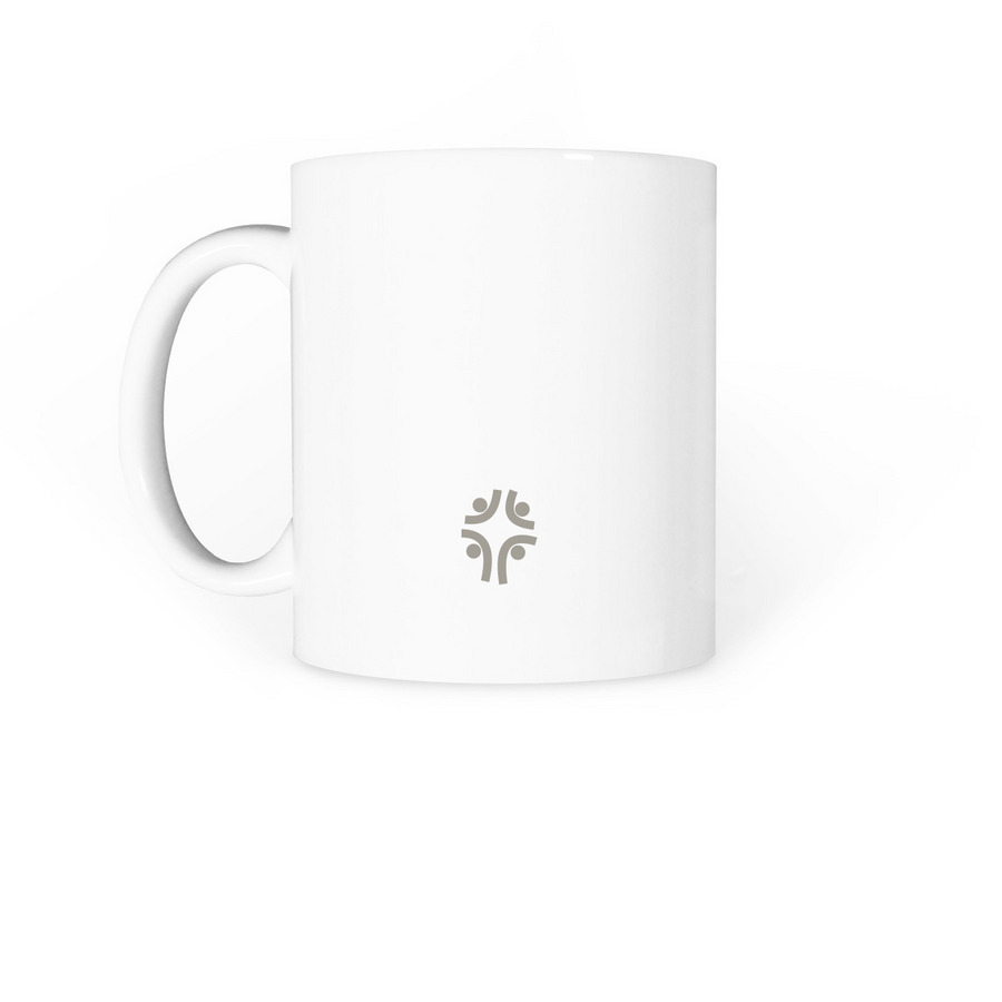Love Serve Mug, a White Coffee Mug (back-view)