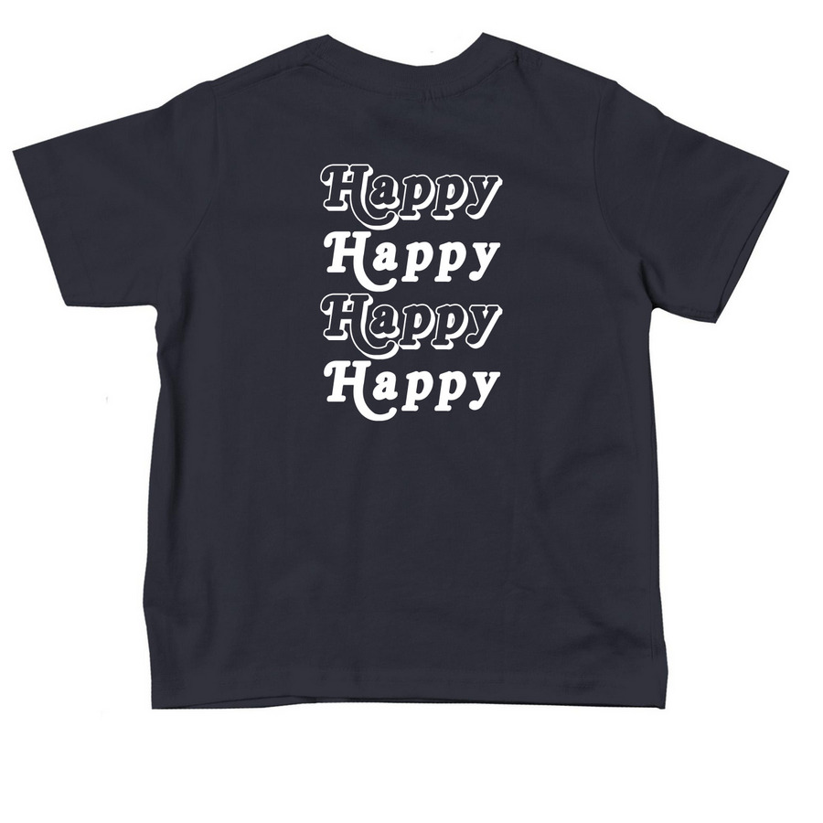 Toddler Happy Retro, a Navy Toddler Tee (back-view)