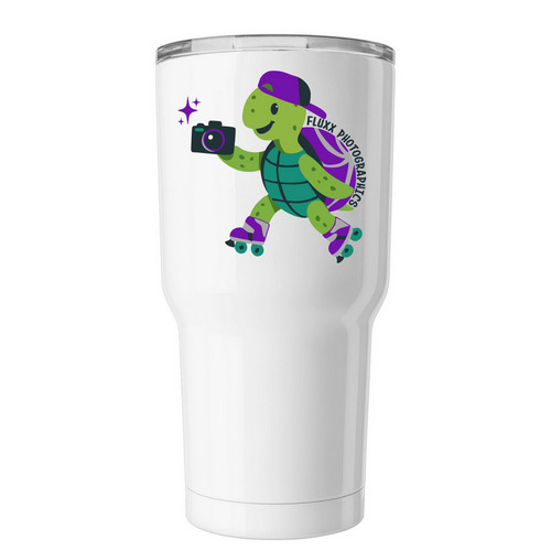 Shot by Fluxx Tumbler, a White Insulated Tumbler