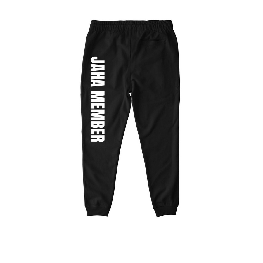 "JAHA MEMBER" Bottoms, a Black Stanley/Stella Unisex Flyer Jogger (back-view)