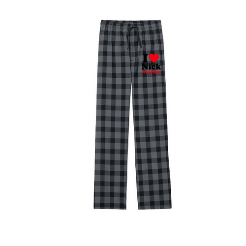 I love nick weather&nbsp;, a Grey/ Black Buffalo Check Flannel Pajama Pant