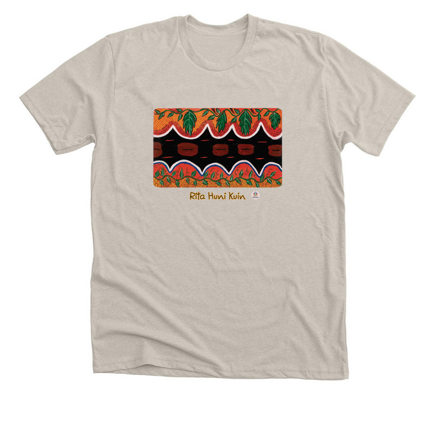 Sacred Female Boa with Kawa/Chacruna Leaves, a Heather Dust Premium Unisex Tee