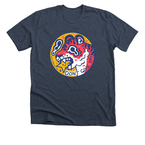 DONT GIVE UP tiger, a Heather Midnight Navy Premium Unisex Tee