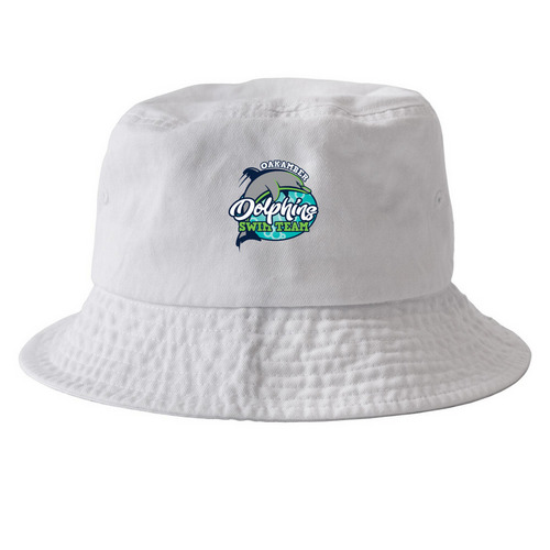 OakAmber Swim Team Hats, a White Printed Bucket Hat