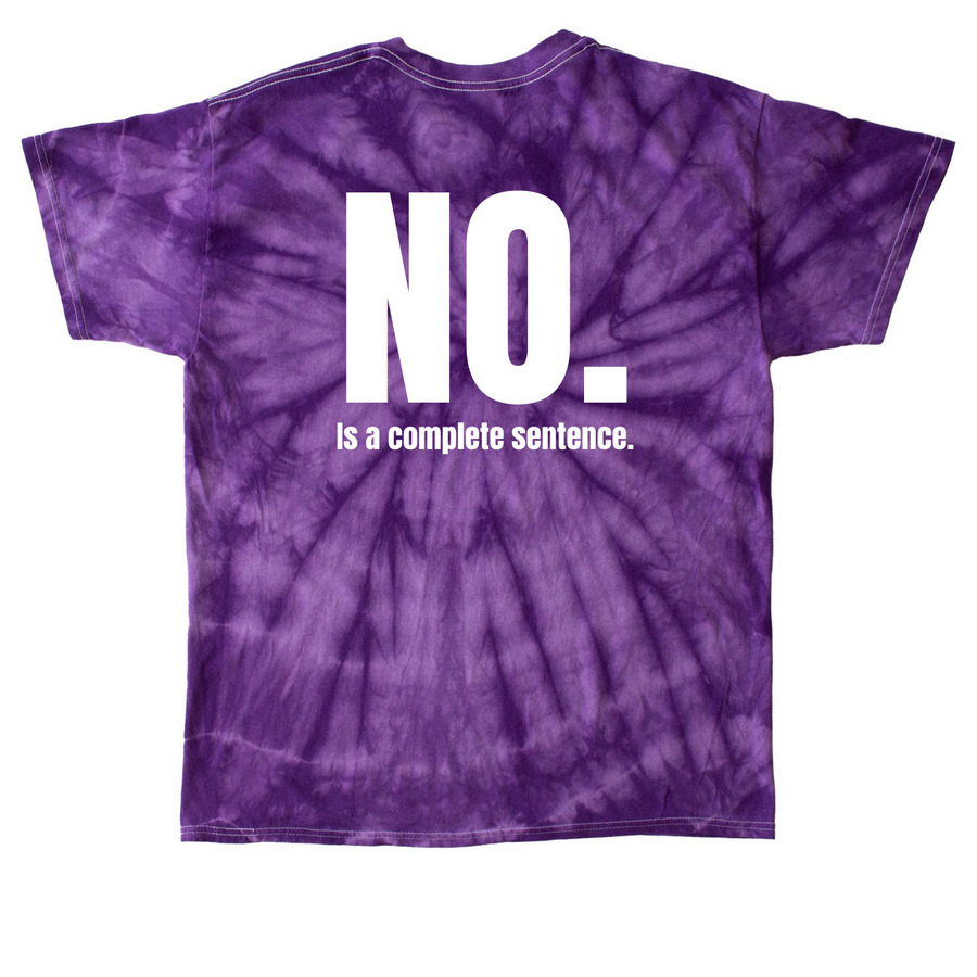 NO. Is a complete sentence., a Purple Classic Tie Dye Tee (back-view)