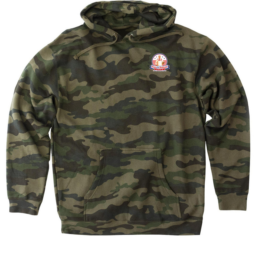 Home of the Hamburger&nbsp;, a Forest Camo Heavyweight Camo Pullover Hoodie