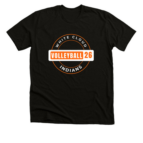 White Cloud Volleyball, a Black Heather Premium Unisex Tee