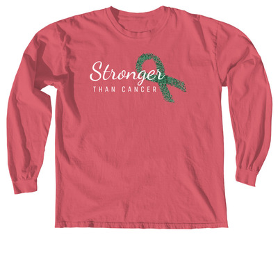 Stronger than Cancer, a Crimson Comfort Colors Long Sleeve Tee