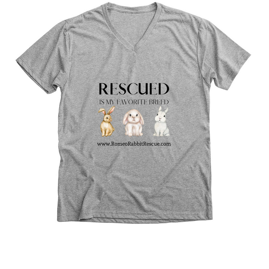 Rescued is My Favorite Breed Tee - NEW STYLES, a Athletic Heather Premium V-Neck Tee