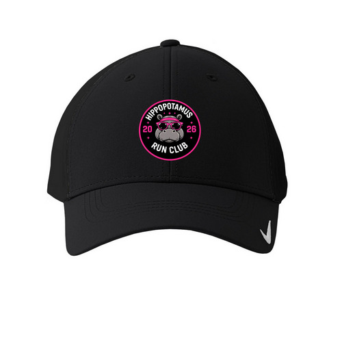 Hippopotamus&nbsp;Run Club Hats, a Black Printed Nike Dri-FIT Legacy Performance Cap