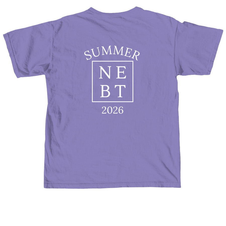 NEBT Summer 2026 Unisex, a Violet Comfort Colors Unisex Tee (back-view)