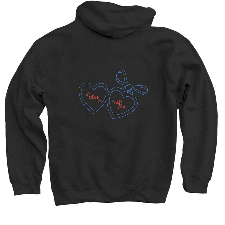 Eden Locket, a Black Pullover Hoodie (back-view)