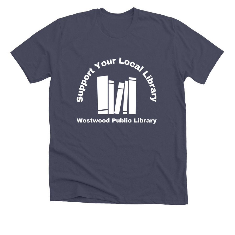 Support Your Local Library, a Heather Midnight Navy Premium Unisex Tee