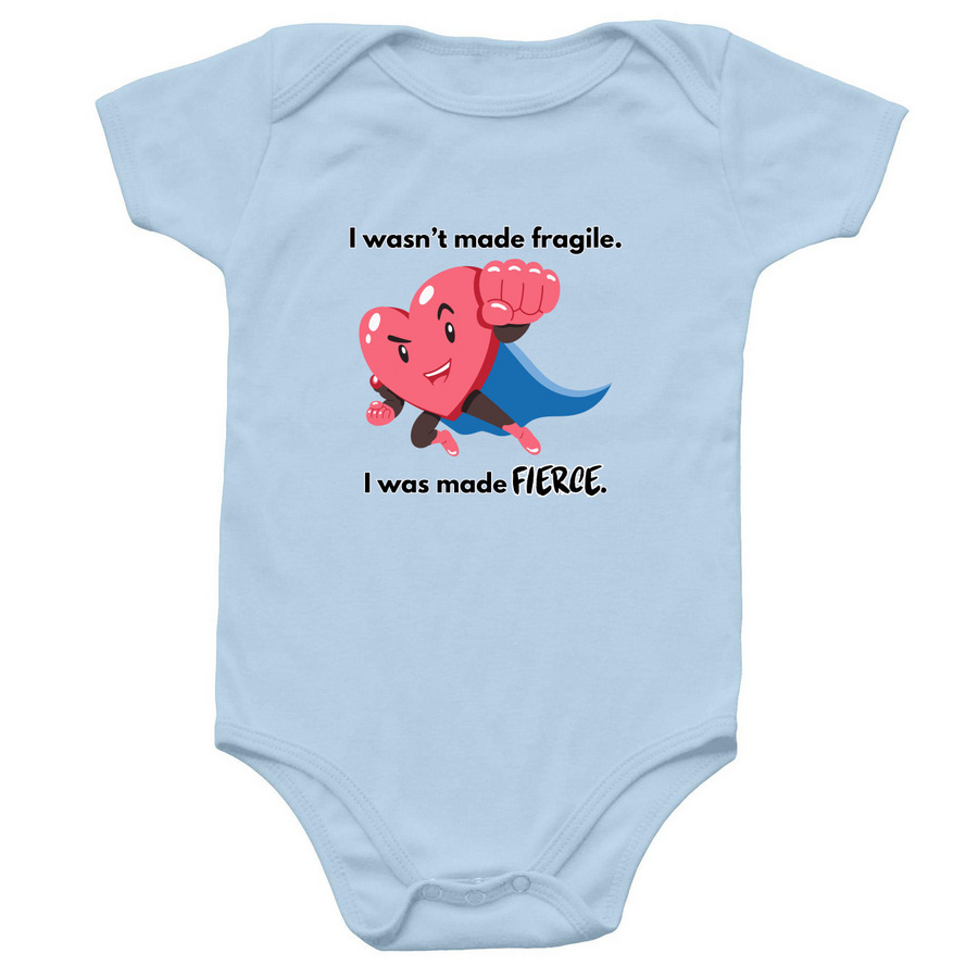 Made Fierce (infants), a Light Blue Infant Onesie