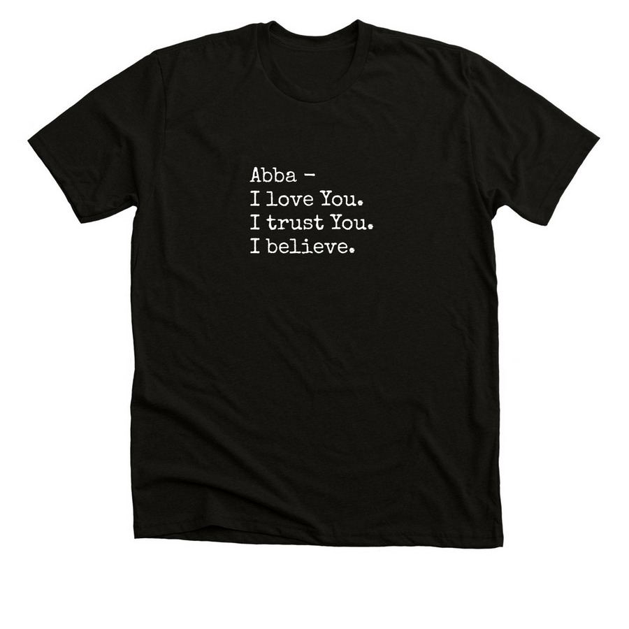 The Prayer - White Ink, a Solid Black Blend Premium Unisex Tee