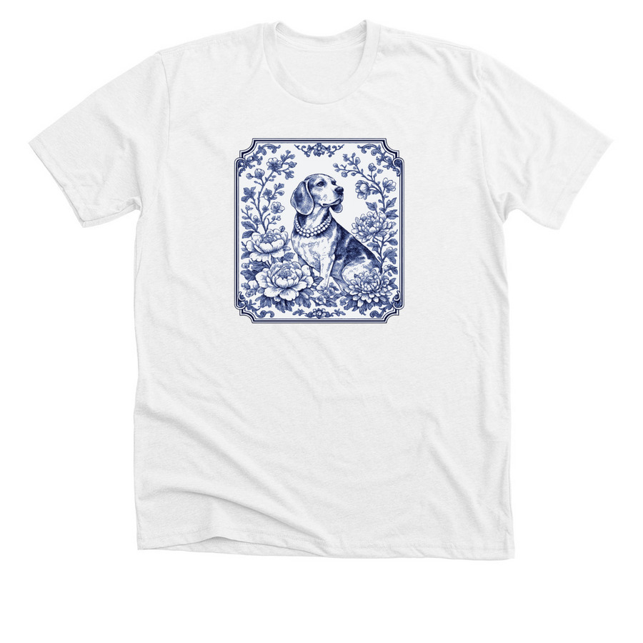 Blue Willow Beagle Tee, a Solid White Blend Premium Unisex Tee