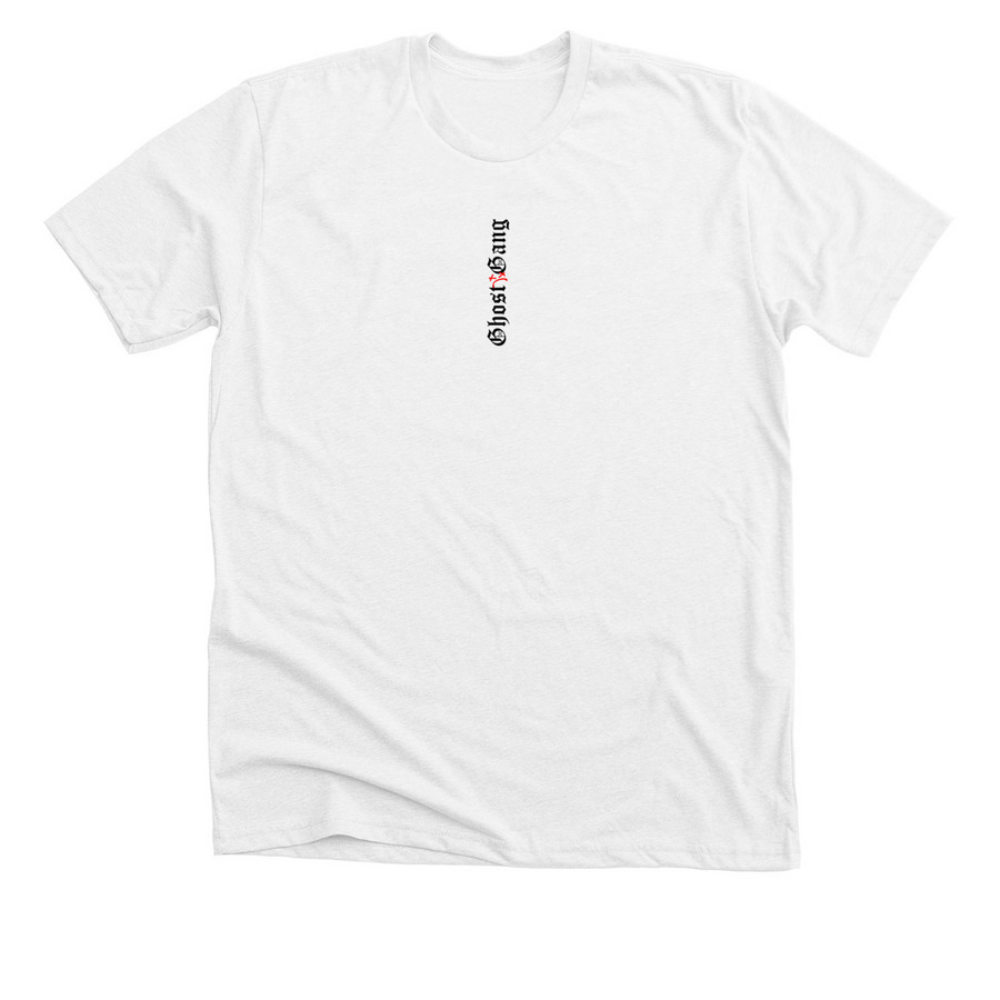 Black Ghost Gang on White, a Solid White Blend Premium Unisex Tee