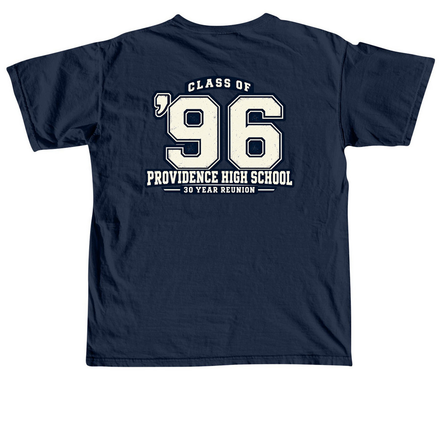 PHS '96 Tees and Hoodies, a True Navy Comfort Colors Unisex Tee (back-view)