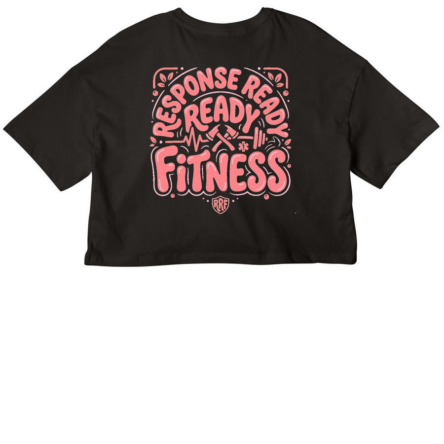 RRF the Ladies Line, a Black Women?s Cropped Cotton Tee (back-view)