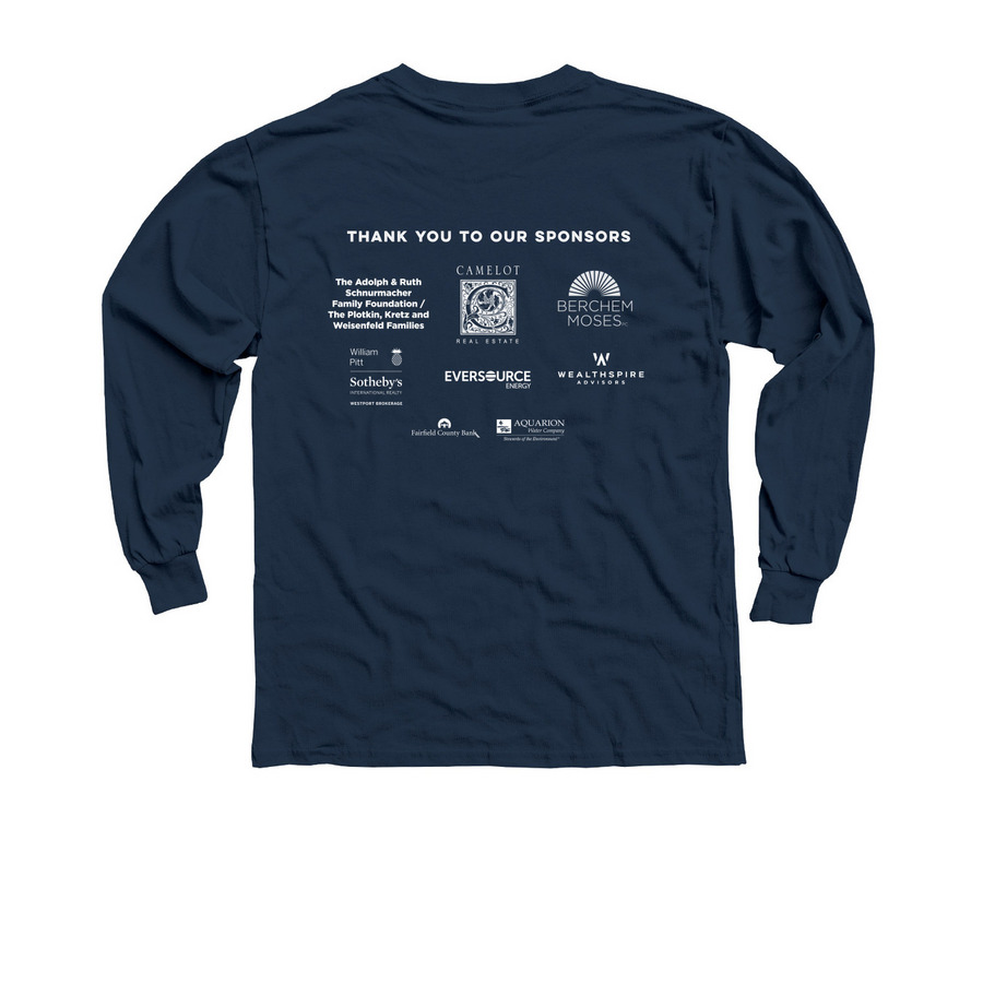 Youth Long Sleeve T-Shirt, a Navy Youth Long Sleeve Tee (back-view)