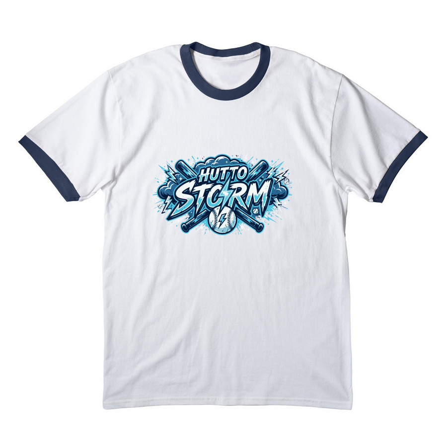 Storm Baseball&nbsp;, a White/ Navy Cotton Ringer Tee