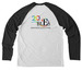 Celebrating 20 years of BLES!, a Space Black/ Bright White Allmade Eco Triblend Colorblock Raglan Long Sleeve Tee (back-view)