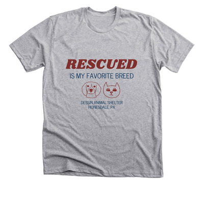 Rescued Is My Favorite Breed Tee, a Athletic Heather Premium Unisex Tee