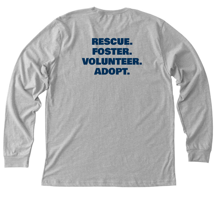 Rescue. Foster. Volunteer. Adopt., a Athletic Heather Premium Long Sleeve Tee (back-view)