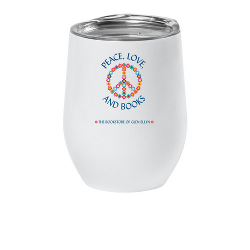 Peace Sign Wine Tumbler, a White Insulated Wine Cup