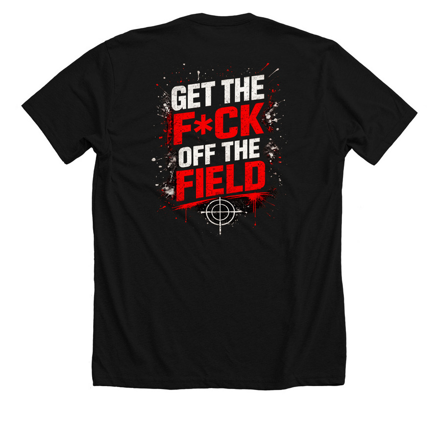 GTFO, a Solid Black Blend Premium Unisex Tee (back-view)