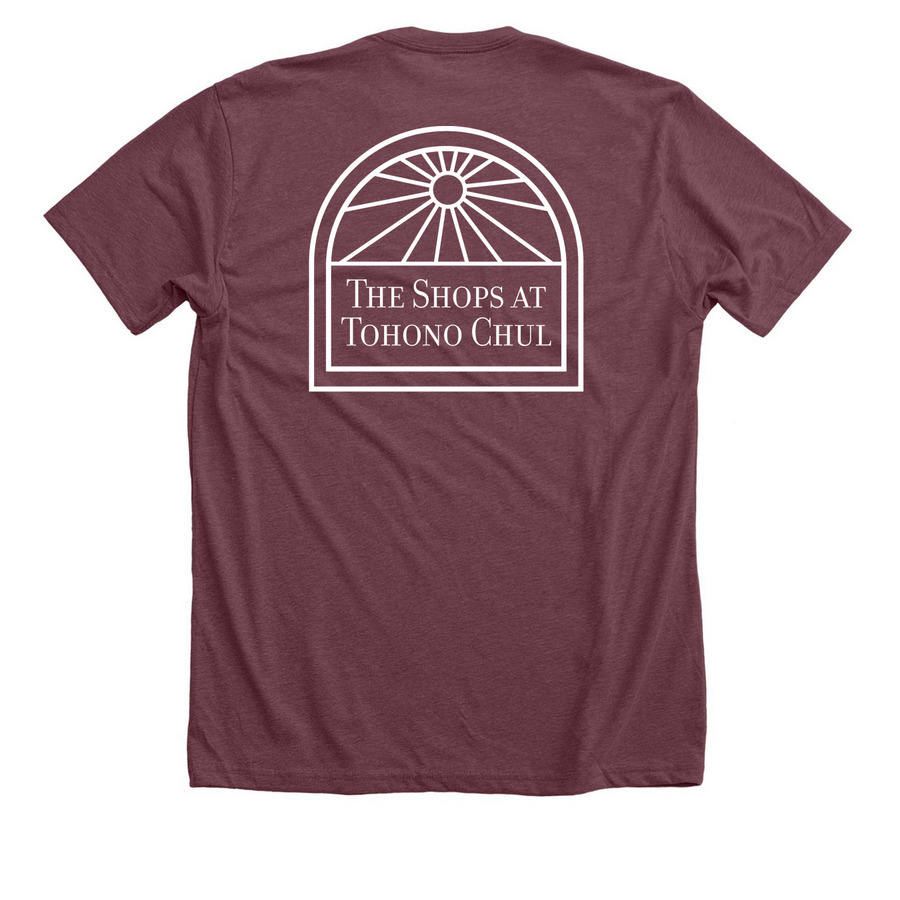 "The Shops @ Tohono Chul" Tees, a Heather Maroon Premium Unisex Tee (back-view)