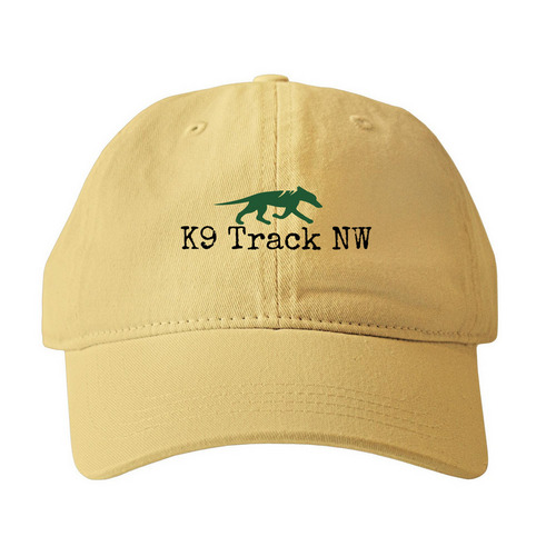 K9 Track NW Cap, a Mustard Printed Pigment Dye Baseball Cap