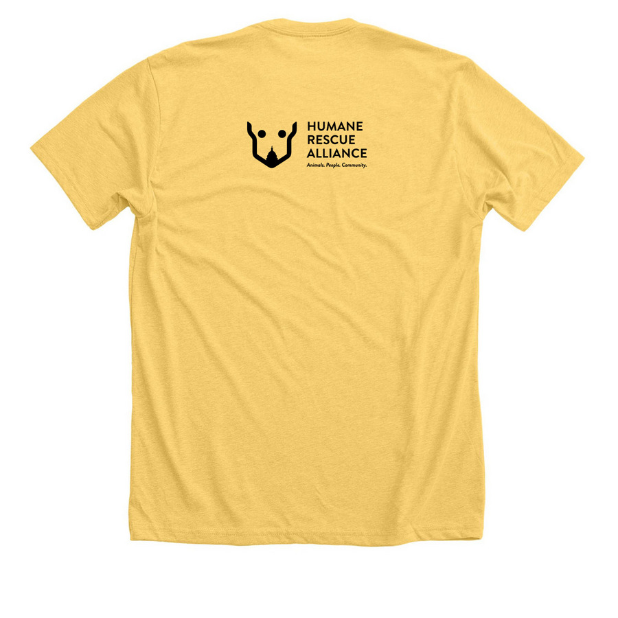 HRA Pride Dog, a Heather Yellow Gold Premium Unisex Tee (back-view)