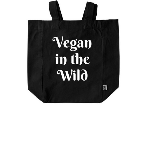 Vegan in the Wild Tote, a Black Recycled Cotton Tote Bag