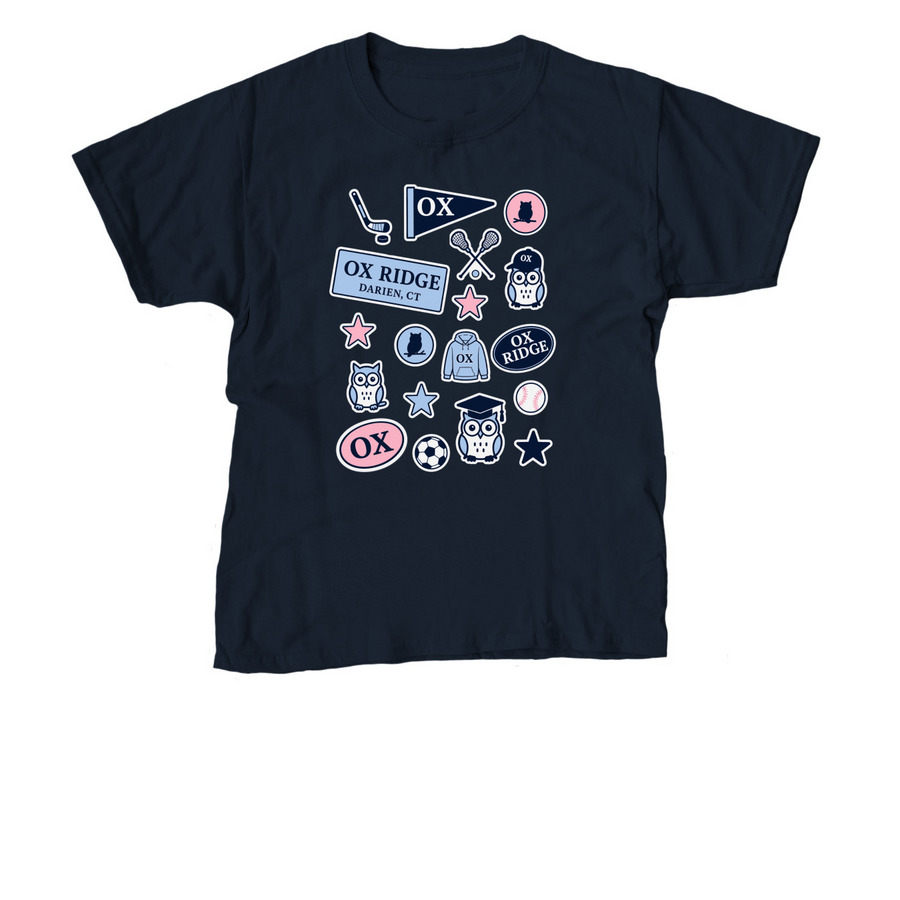 Ox Stickers, a Navy Youth Unisex Tee