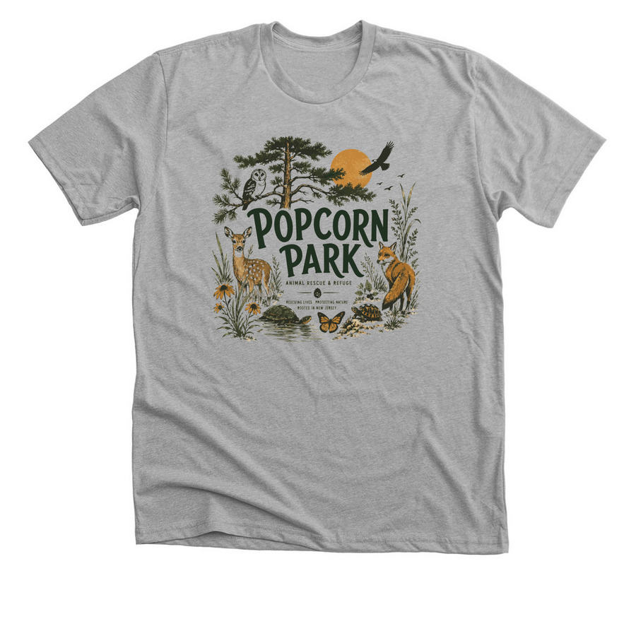 Popcorn Park Wildlife, a Athletic Heather Premium Unisex Tee