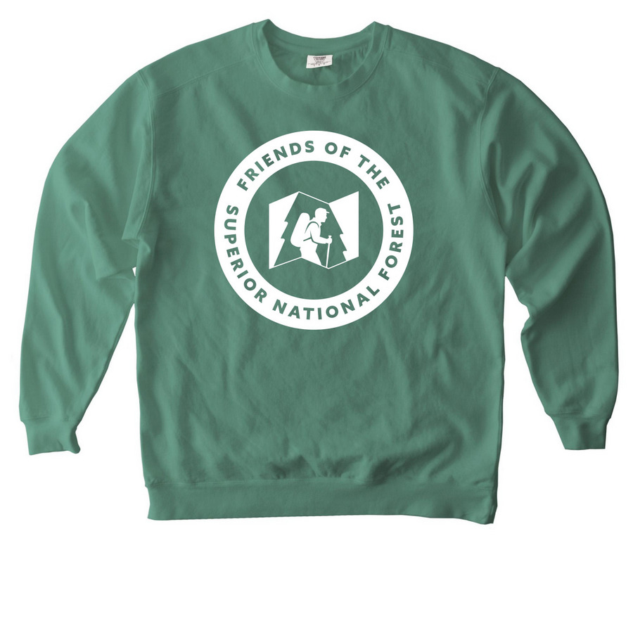 Friends SNF White Logo Tee, a Light Green Comfort Colors Crewneck Sweatshirt